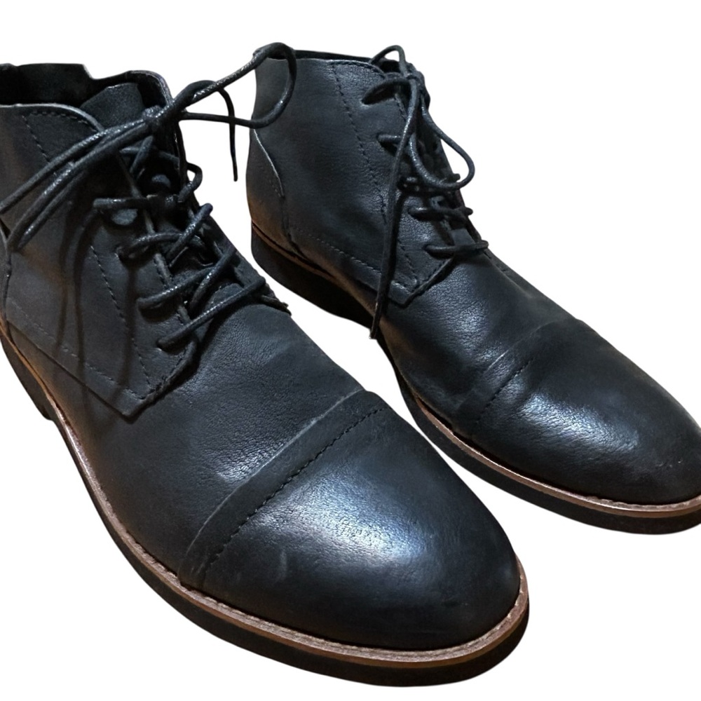 Buks by Walk-over Men’s Oiled Leather Chukka Ankle Boots Black Lace Ups Sz 10.5 - Picture 3 of 12